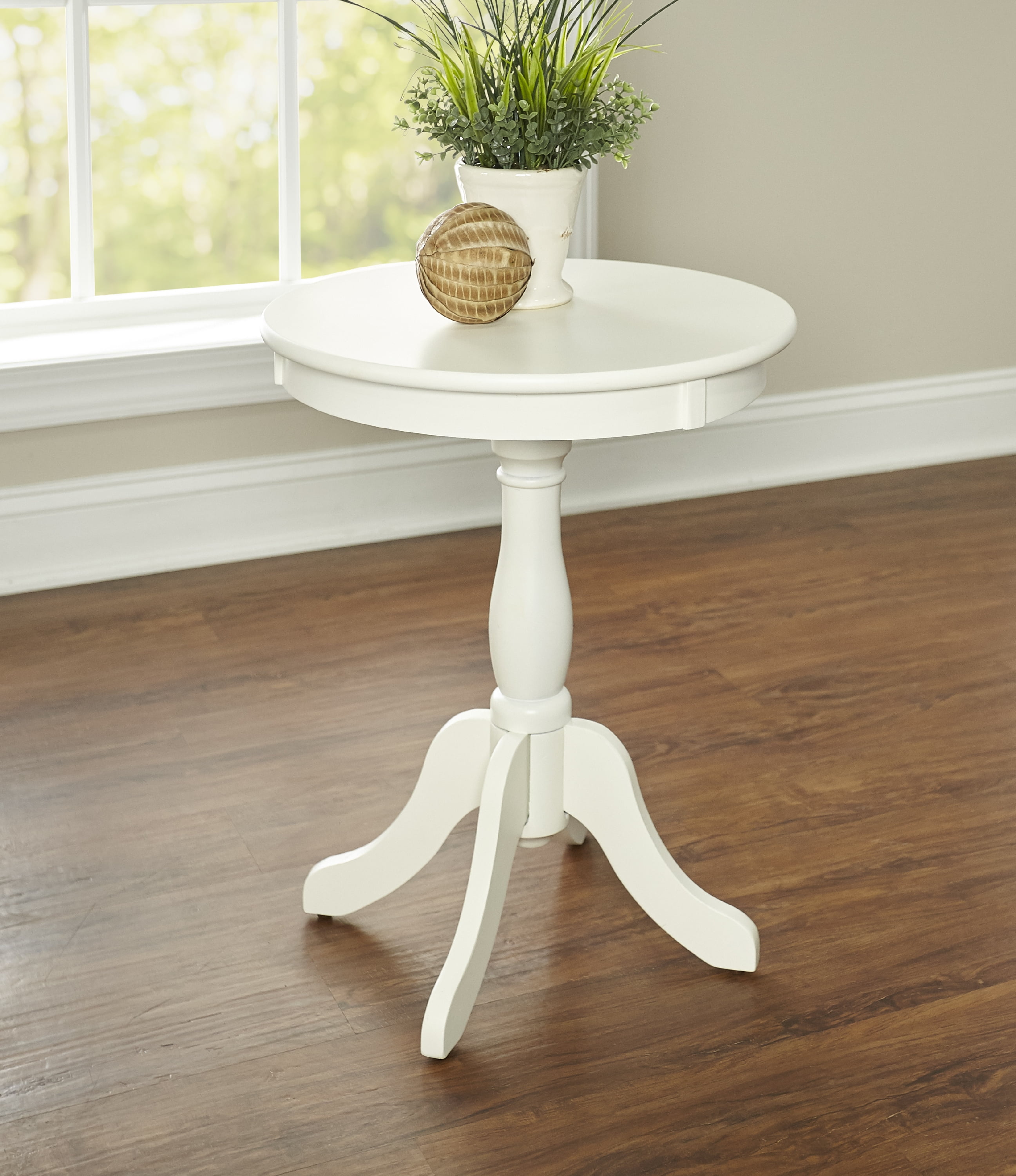 Palmetto Round Pedestal Accent Side Table, White