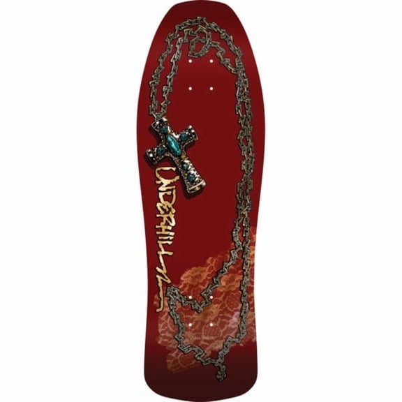 Powell Peralta Ray Underhill Cross 02 Burgundy / Gold Old School Skateboard Deck - 9.9" x 31.5" (Deck Only)