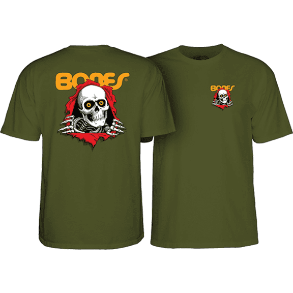 Powell Peralta Ripper Short Sleeve T-Shirt Military Green, Medium, Men's