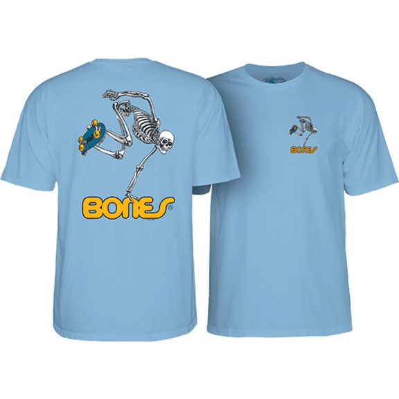 Powell Peralta Skate Skelaton Short Sleeve T-Shirt Baby Blue, Small, Men's