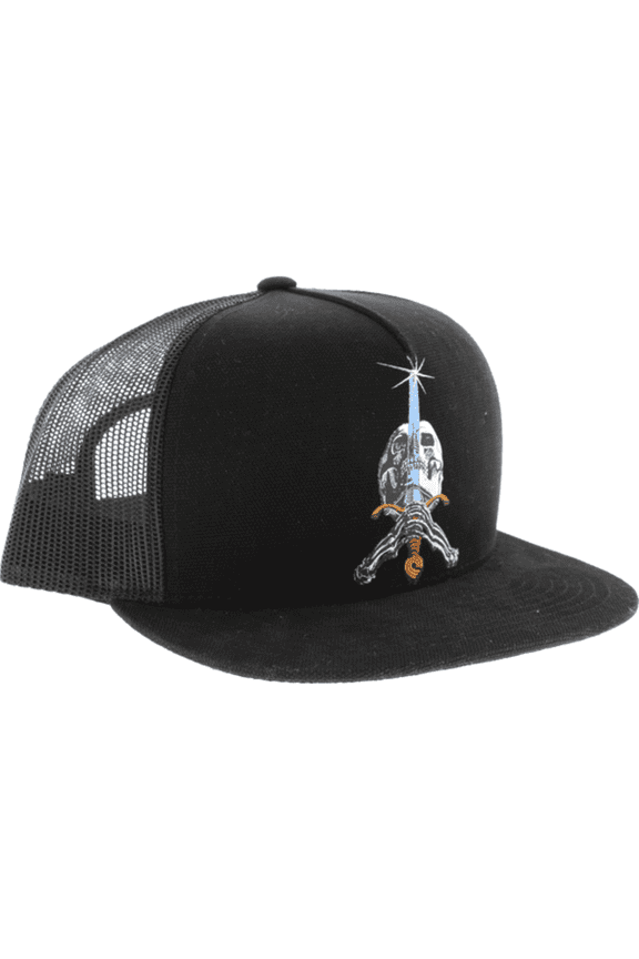 Powell Peralta Skull & Sword Mesh Skate HAT - Adjustable Black/Black