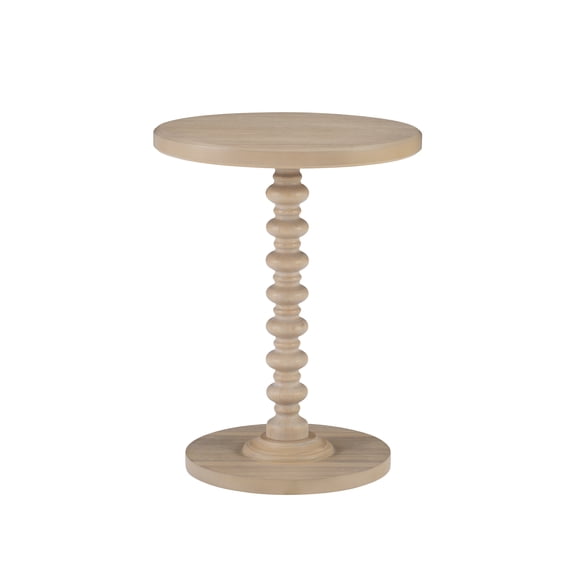 Powell Pesaro Round Pedestal Indoor Accent Side Table, 22.25" Tall, Natural