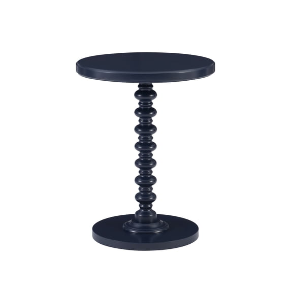 Powell Pesaro Round Pedestal Indoor Accent Side Table, 22.25" Tall, Navy Blue