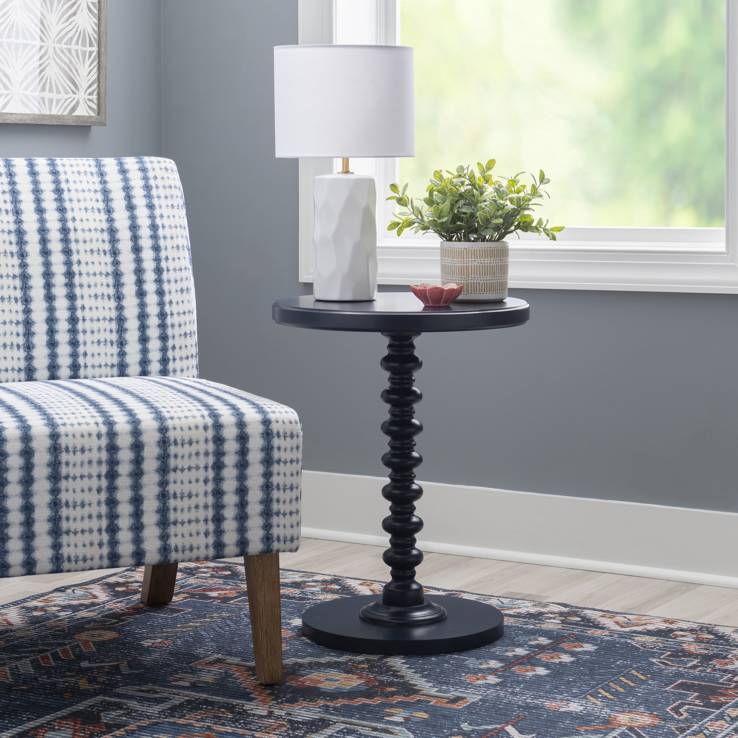 Free Shipping! Powell Pesaro Navy Blue Wooden Round Pedestal