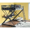thumbnail image 1 of Powell Pierce Sleep, Study, and Store Full Loft Bed Set with Rolling Desk Chair, Black with White Chair, 1 of 15