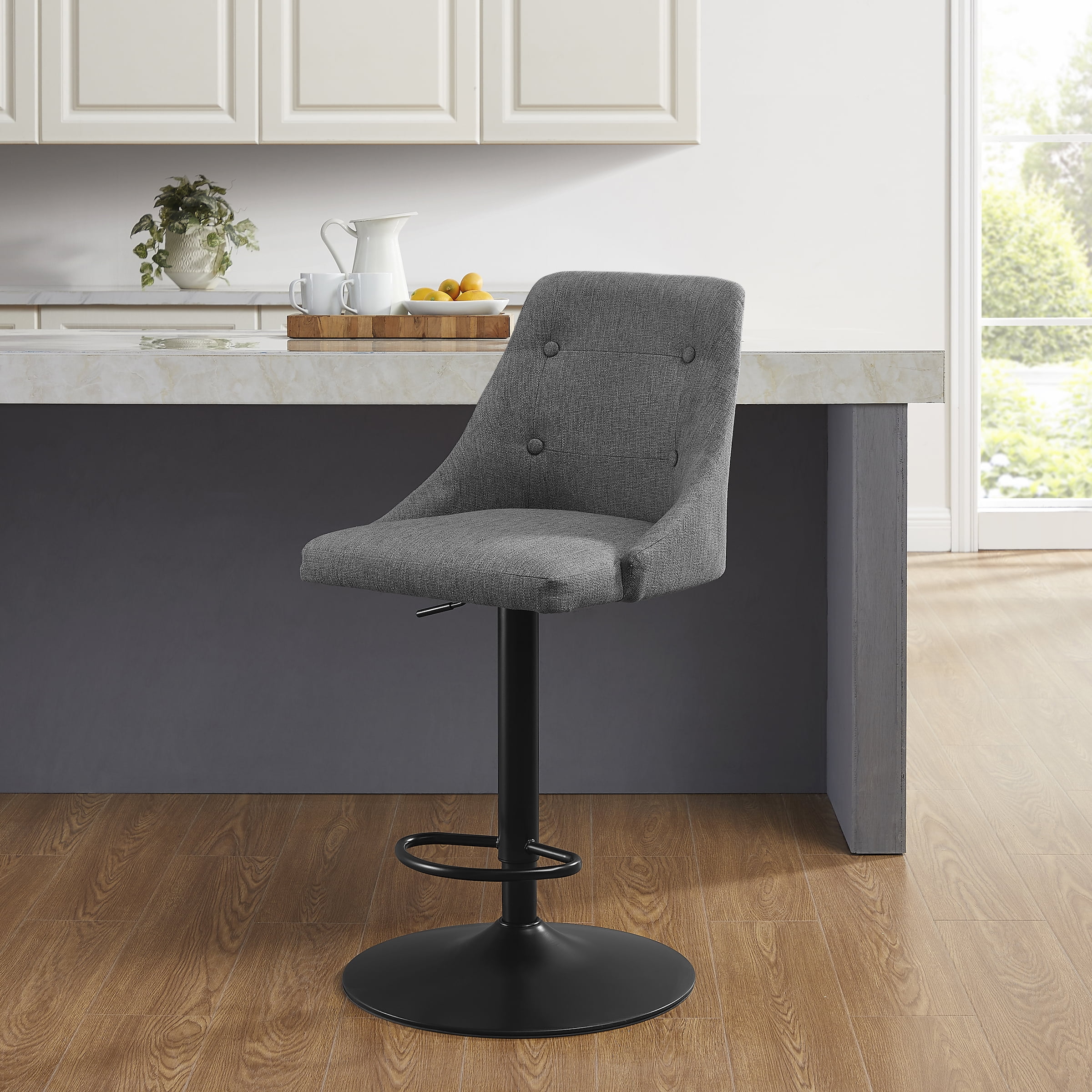 Powell Pierson 25-33" Indoor Adjustable Metal Swivel Bar Stool, Gray
