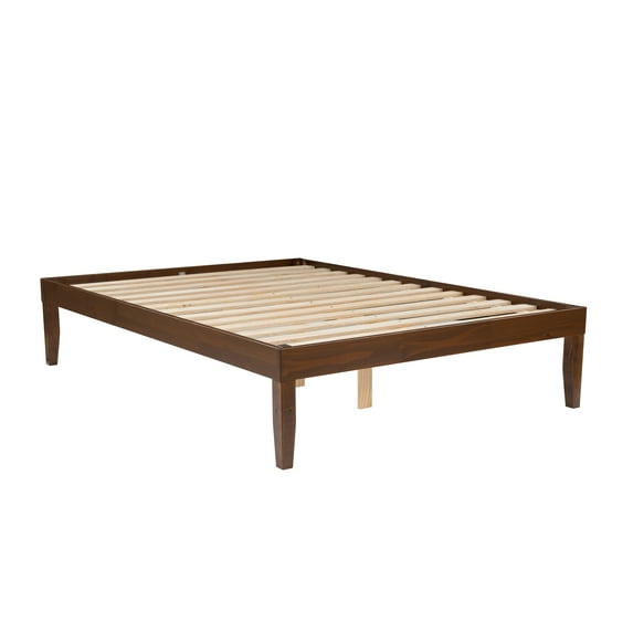 Powell Plumley 15.75" High Low Profile Platform Bed Frame, Full, Walnut