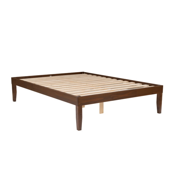 Powell Plumley 15.75" High Low Profile Platform Bed Frame, Full, Walnut