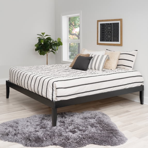 Powell Plumley 15.75" High Low Profile Platform Bed Frame, King, Black