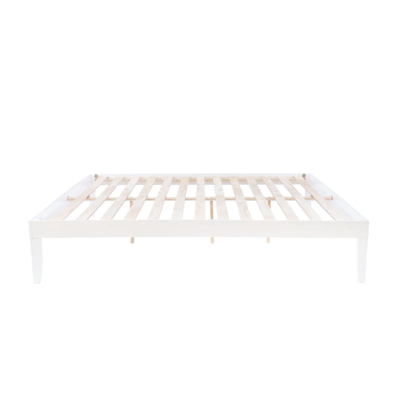 Powell Plumley 15.75" High Low Profile Platform Bed Frame, King, White