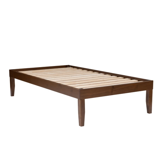 Powell Plumley 15.75" High Low Profile Platform Bed Frame, Twin, Walnut