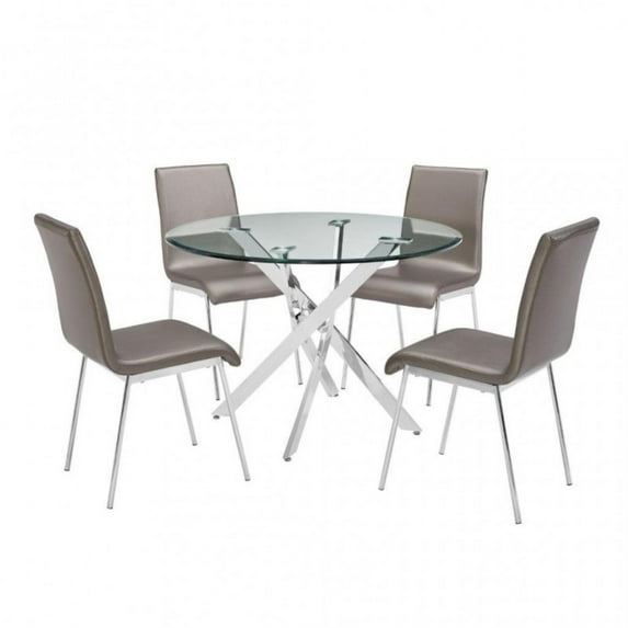 Powell Putnam 5 Piece Dining Set, Chrome