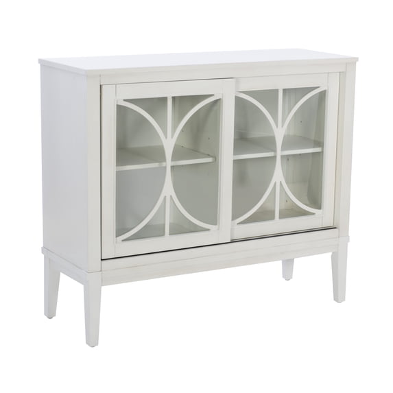 Powell Quentin 2-Sliding Door Accent Cabinet, White