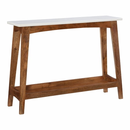 Powell Rainier Console - Brown with White Marble Top