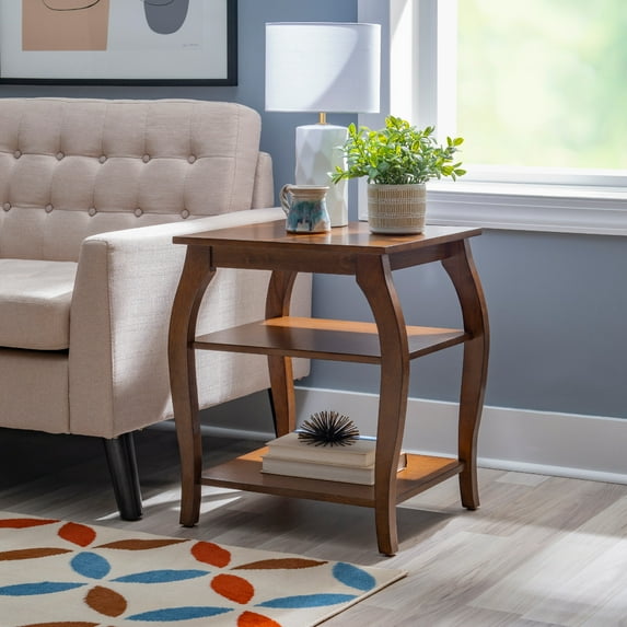 Powell Rellim Indoor Transitional 2- Shelf End Table, Hazelnut