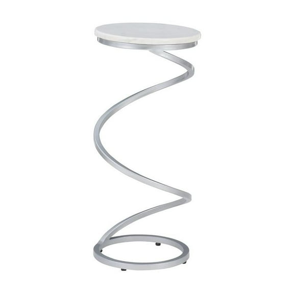 Powell Rian Spiral Drink Table White Marble