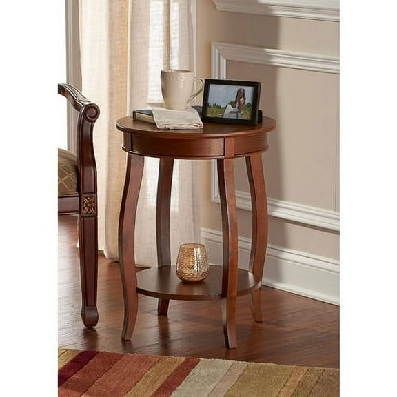 Powell Round Side Table with Shelf, Multiple Colors