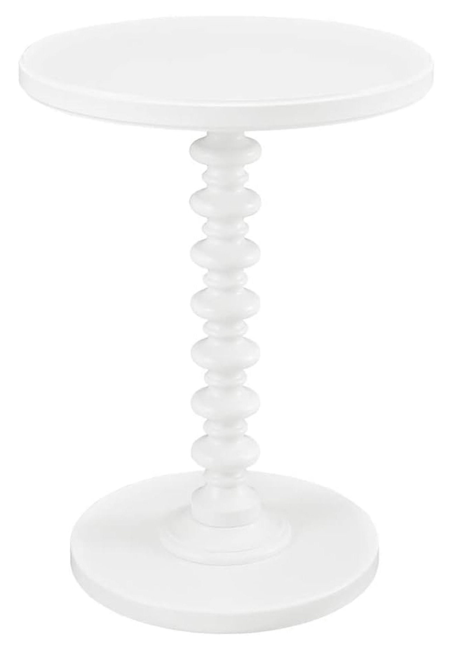 Classic White Round Spindle Side Table with Smooth Finish