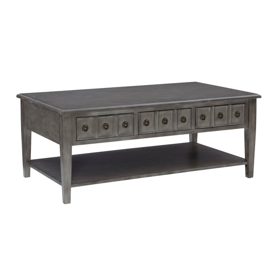 Powell Sadie 3-Drawer Coffee Table with Shelf, Gray