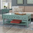 thumbnail image 1 of Powell Sadie 3-Drawer Coffee Table with Shelf, Teal, 1 of 10