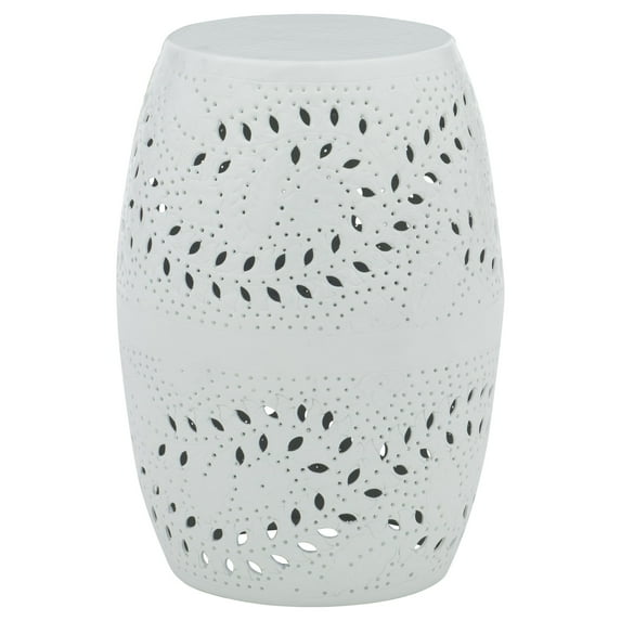 Powell Shanice Indoor Boho Lace Cut Metal Round End Table, Mint Green