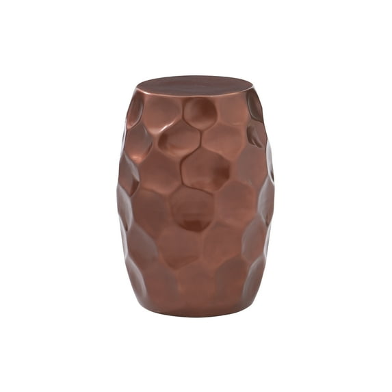 Powell Shawna Indoor Modern Hammered Metal Roud End Table, Copper
