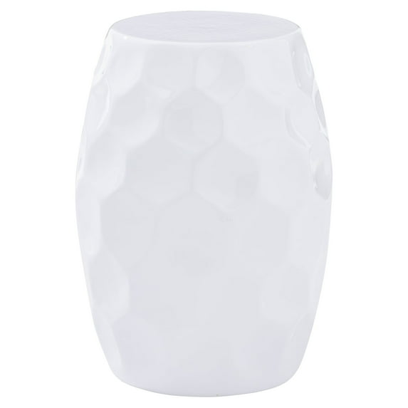 Powell Shawna Indoor Modern Hammered Metal Round End Table, White