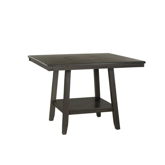 Powell Thewlis 47.5" Square Farmhouse Dining Table with Lazy Suzan, Gray
