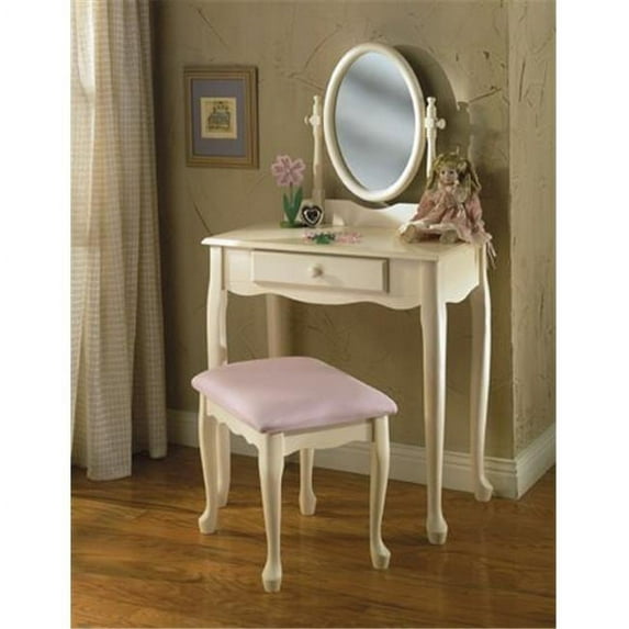 Powell Vanity, Mirror & Bench, Off-White