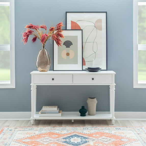 Powell Victoria 2-Drawer Wood Indoor Console Table with Shelf, White