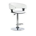 thumbnail image 1 of Powell White Faux Leather Barrel & Chrome Adjustable Height Bar Stool, 1 of 12