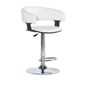 Powell White Faux Leather Barrel & Chrome Adjustable Height Bar Stool