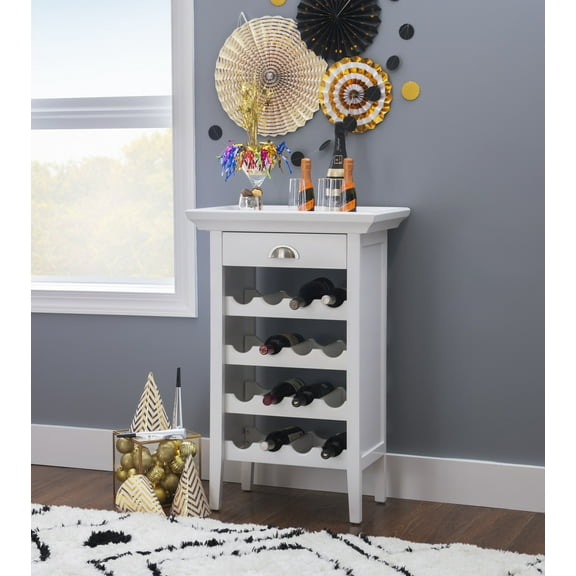 Powell Wickliff White Wine Rack Cabinet With Removable Tray