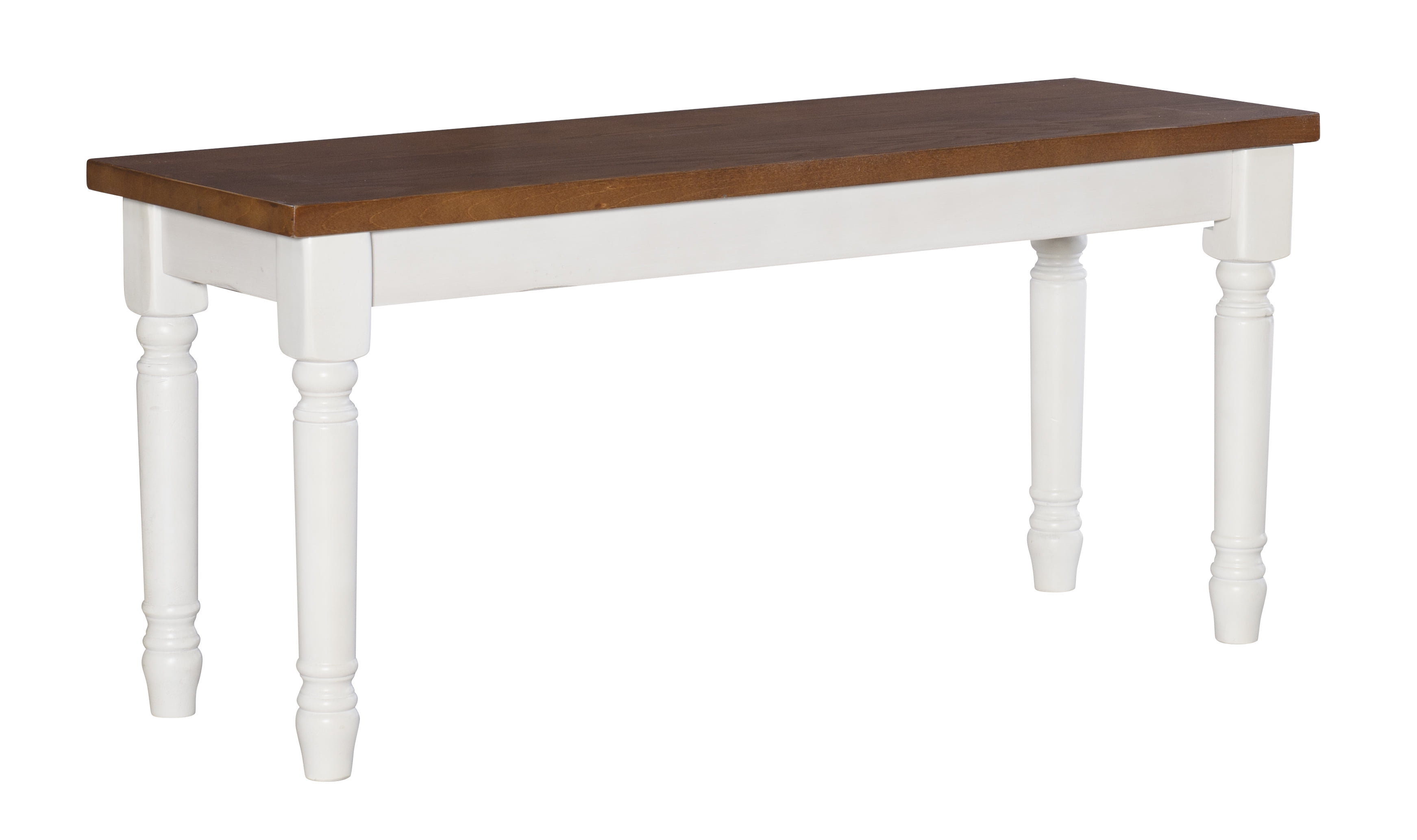 Vanilla White and Honey Brown Wooden Storage Bench