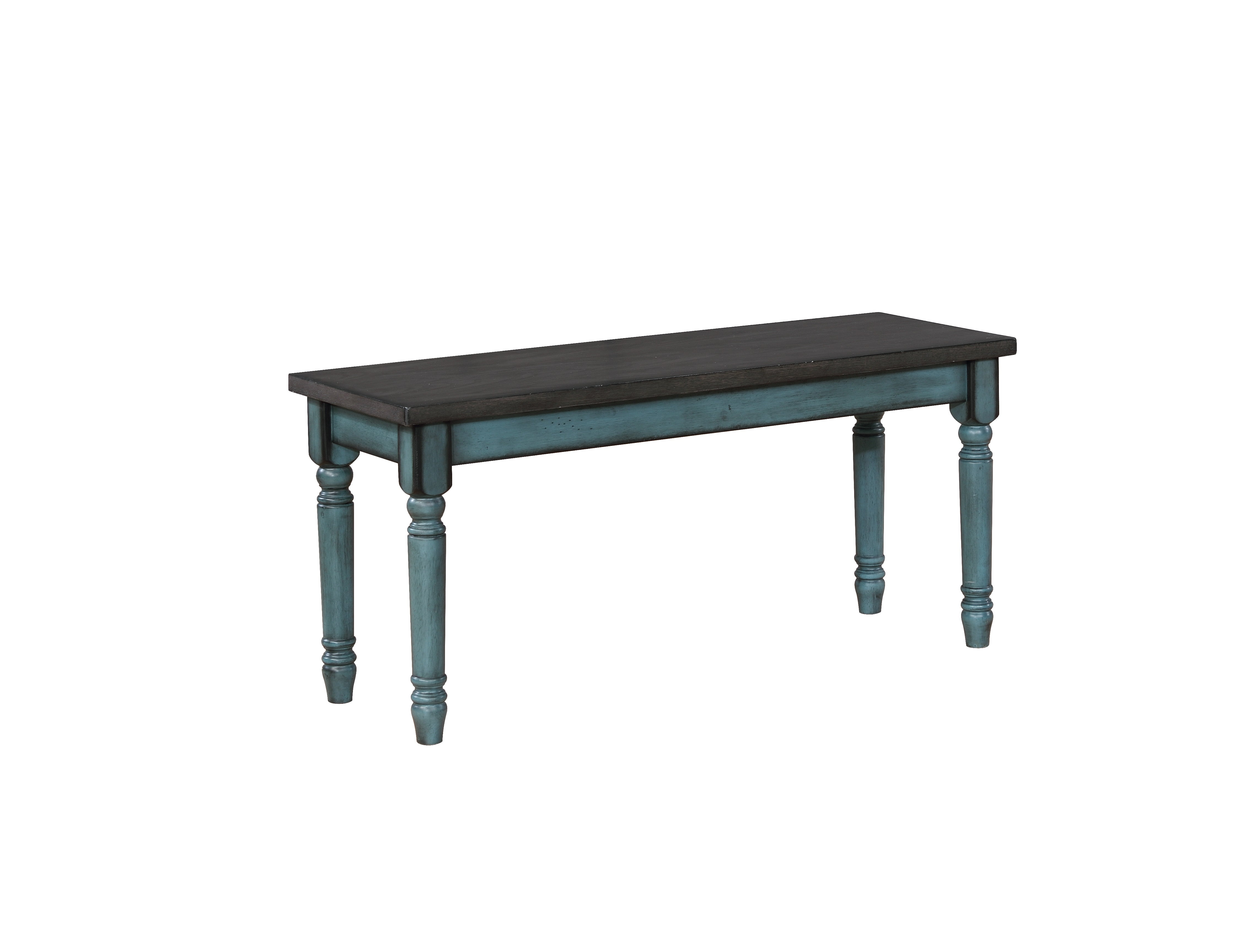 Willow 40" Teal Blue and Smoke Farmhouse Solid Wood Bench