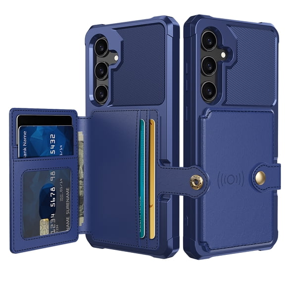 Poweltek Case for Samsung Galaxy S26 Plus with Card Holder, Shockproof Magnetic PU Leather Heavy Duty Wallet Pockets Back Flip Cover, Darkblue