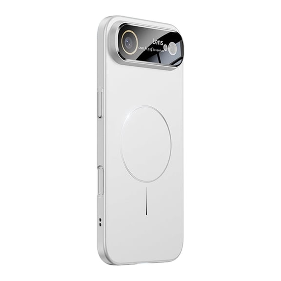 Poweltek Magnetic Case for iPhone Air, Shockproof Large Window Logo View Slim Matte Built-in Glass Lens Protector, Compatible with MagSafe Accessory Hard Cover, White