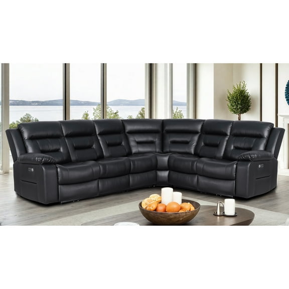 Power 6-SEAT Reclining Sofa, Faux Leather Sectional Couches for Living Room, Modular Recliner Sofa Livingroom Furniture Sets