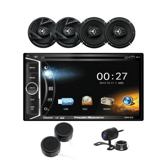 Power Acoustik 6.2" DVD/CD Multimedia Car Stereo, 6.5-inch 3-Way Coaxial Speakers, Tweeters & Backup Camera