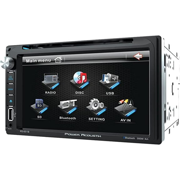 Power Acoustik 6.5" Double-DIN In-dash LCD Touchscreen DVD Receiver with Bluetooth | PD-651B