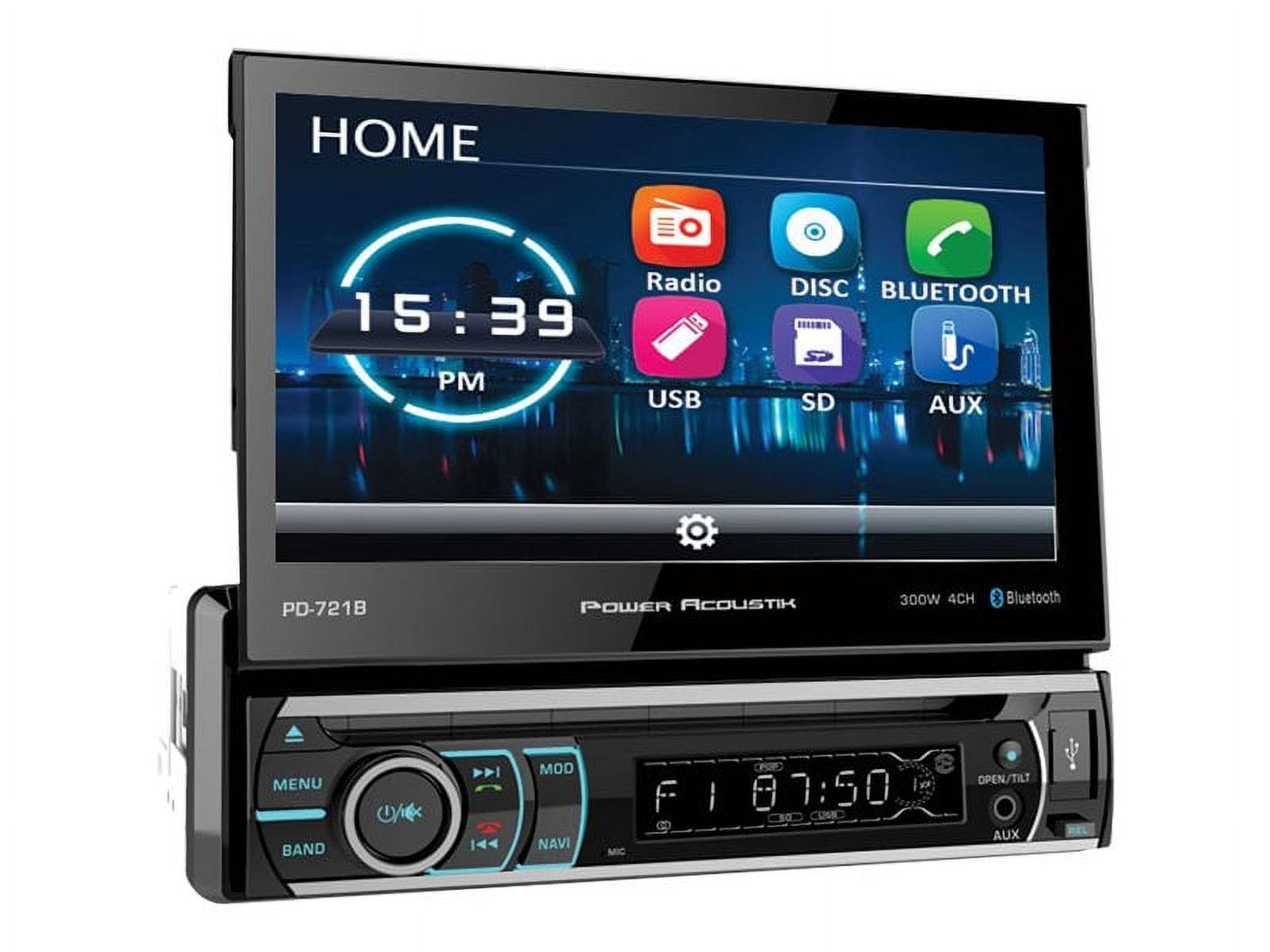 Power Acoustik 7-In LCD Single-Din Receiver with Bluetooth