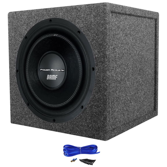 Power Acoustik BAMF-124 12" 3500w Car Audio Subwoofer+Sealed Sub Box Enclosure