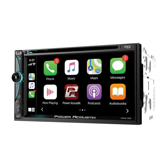 Power Acoustik CPAA-70D Apple Car Play / Android Auto Receiver with 7" Touchscreen and Bluetooth | Double Din
