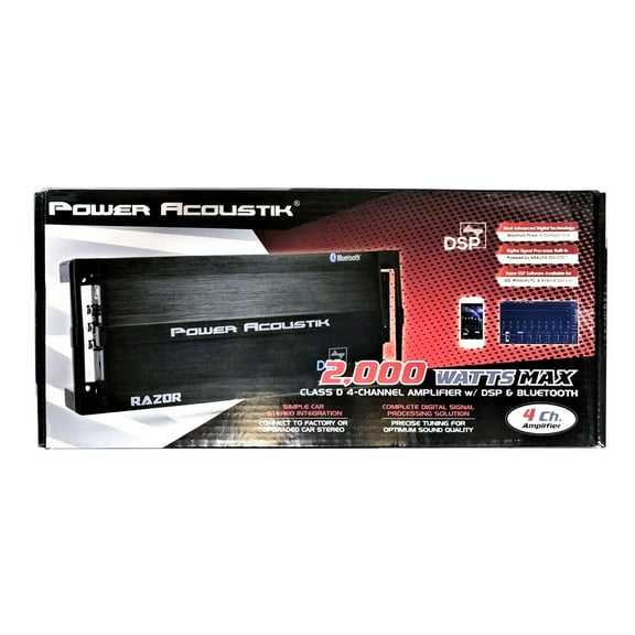 Power Acoustik Compact 4 Channel Amplifier with Built-in DSP 1000W RMS/2000W MAX