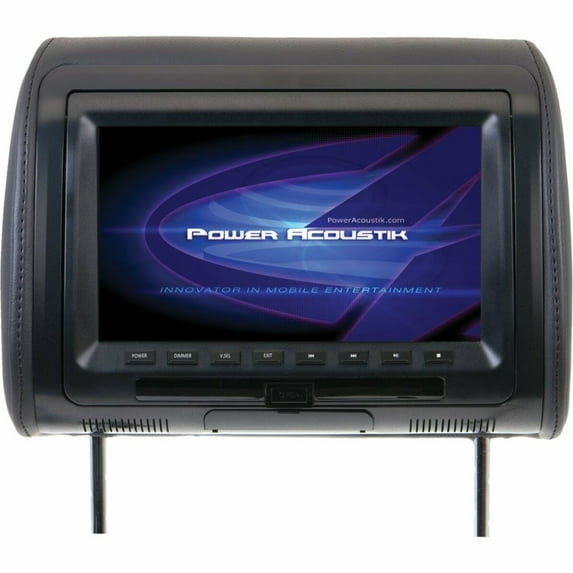 Power Acoustik HDVD-91CC 9-inch Universal Forward/Backwards Tilting DVD Headrest with USB/AUX | 3 Changeable Color Skins: Grey, Beige, Black