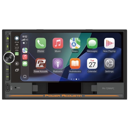 Power Acoustik PA-72WAPC 7-Inch 2-DIN Car Stereo, Wireless Apple CarPlay and Android Auto, Bluetooth, Wireless Charging