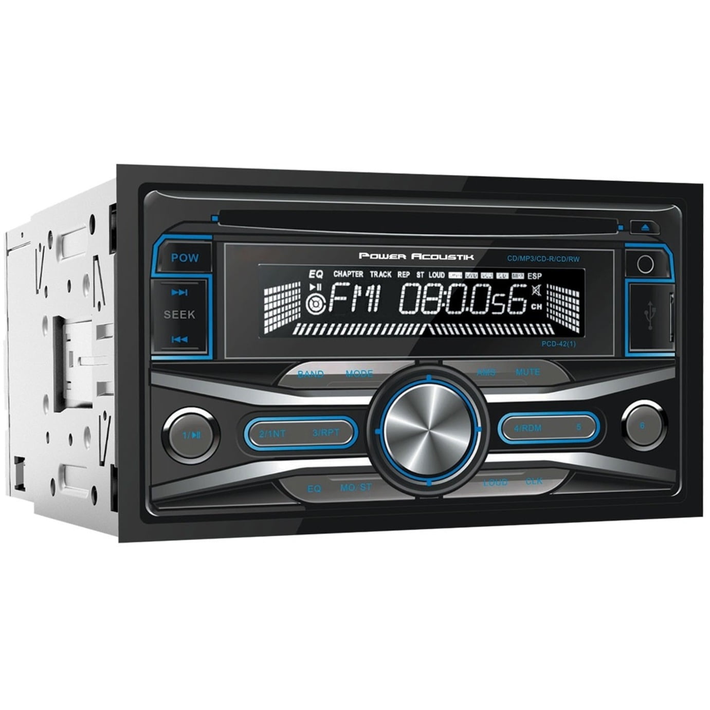 Power Acoustik PCD42B Car CD/MP3 Player, 208 W RMS, Double DIN