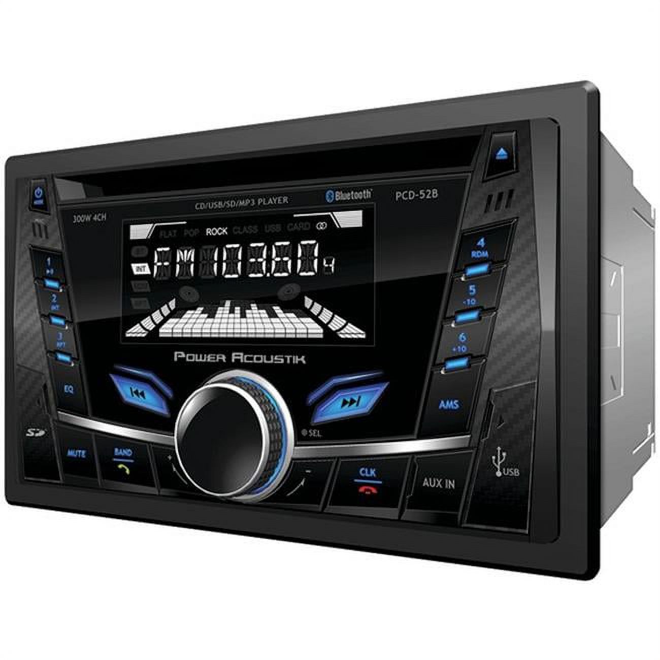 Power Acoustik PCD-52B Double-DIN In-Dash CD-MP3 AM-FM Receiver with Bluetooth and USB Playback, Black - image 1 of 4