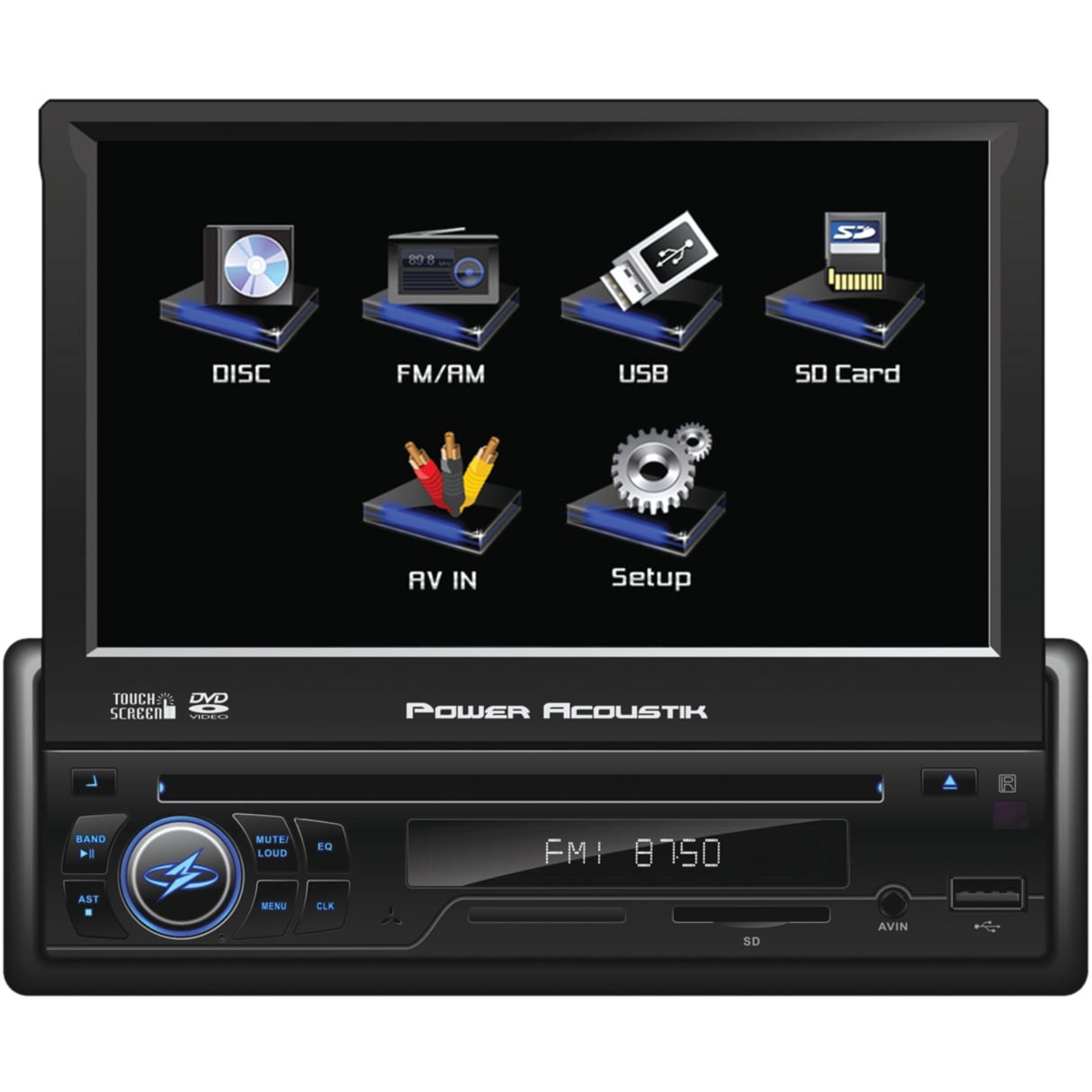 Power Acoustik PD702 Car DVD Player, 7" Touchscreen LCD, 68 W RMS