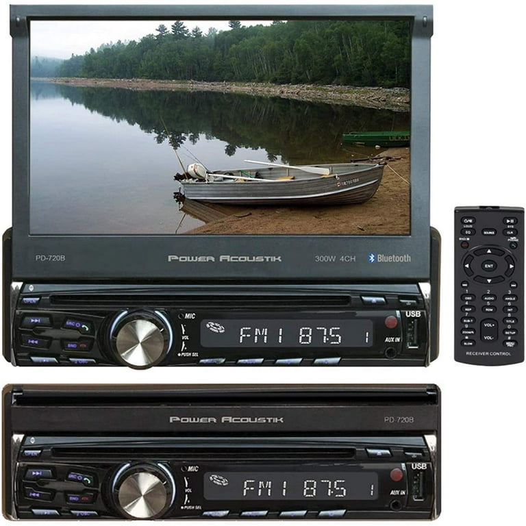 Power Acoustik PD-720B Single DIN with 7-inch Motorized LCD Touchscreen,  DVD, CD/MP3 Car Stereo with Bluetooth 